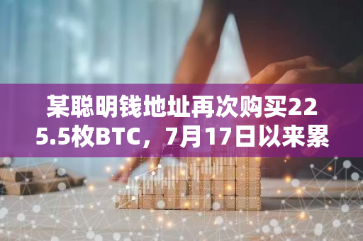 某聰明錢地址再次購買225.5枚BTC，7月17日以來累計購買1147枚BTC