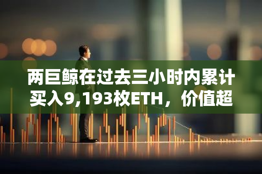 兩巨鯨在過去三小時內累計買入9,193枚ETH，價值超3000萬美元