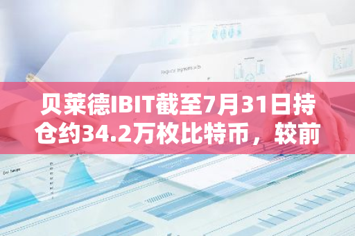 貝萊德IBIT截至7月31日持倉約34.2萬枚比特幣，較前一日增加超318枚