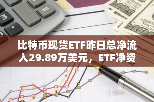 比特幣現貨ETF昨日總凈流入29.89萬美元，ETF凈資產比率達4.72%