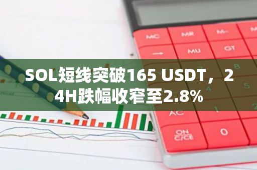 SOL短線突破165 USDT，24H跌幅收窄至2.8%