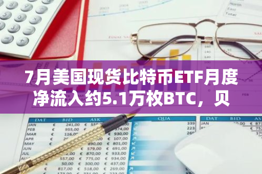 7月美國現貨比特幣ETF月度凈流入約5.1萬枚BTC，貝萊德增持近3.6萬枚比特幣