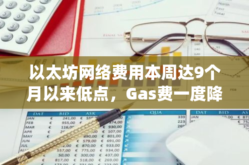 以太坊網(wǎng)絡(luò)費用本周達9個月以來低點，Gas費一度降至1 gwei