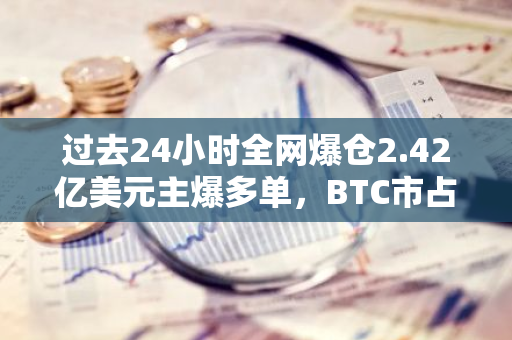 過去24小時全網爆倉2.42億美元主爆多單，BTC市占率升至52.8%