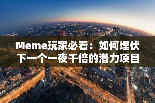 Meme玩家必看：如何埋伏下一個一夜千倍的潛力項目