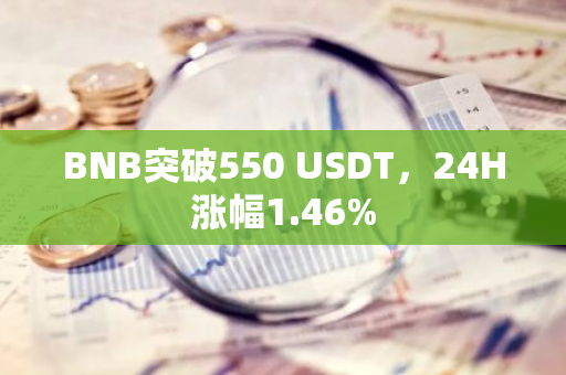 BNB突破550 USDT，24H漲幅1.46%