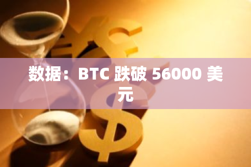 數據：BTC 跌破 56000 美元