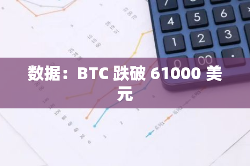 數據：BTC 跌破 61000 美元
