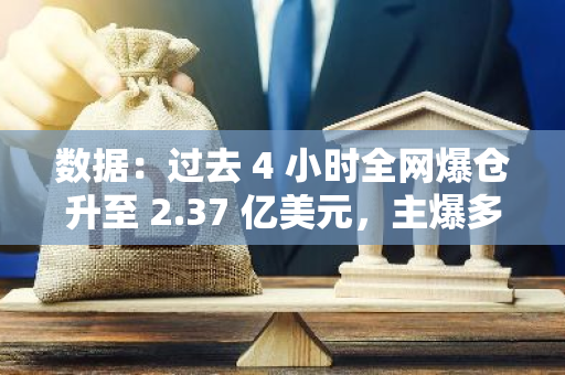 數據：過去 4 小時全網爆倉升至 2.37 億美元，主爆多單