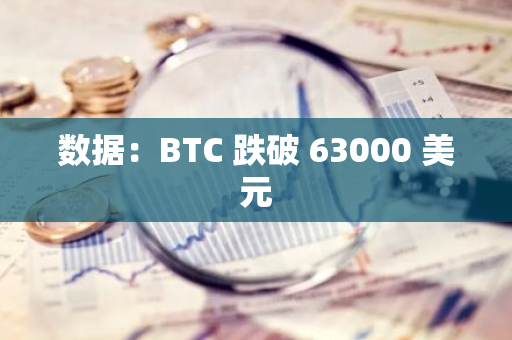 數據：BTC 跌破 63000 美元