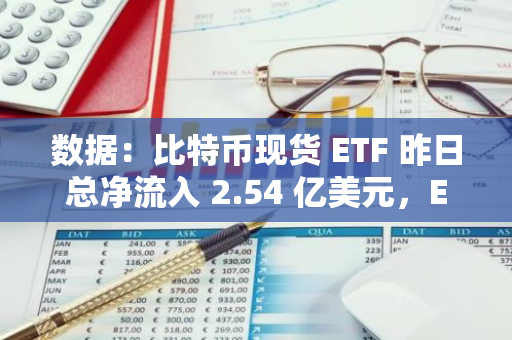 數(shù)據(jù)：比特幣現(xiàn)貨 ETF 昨日總凈流入 2.54 億美元，ETF 凈資產(chǎn)比率達(dá) 4.71%