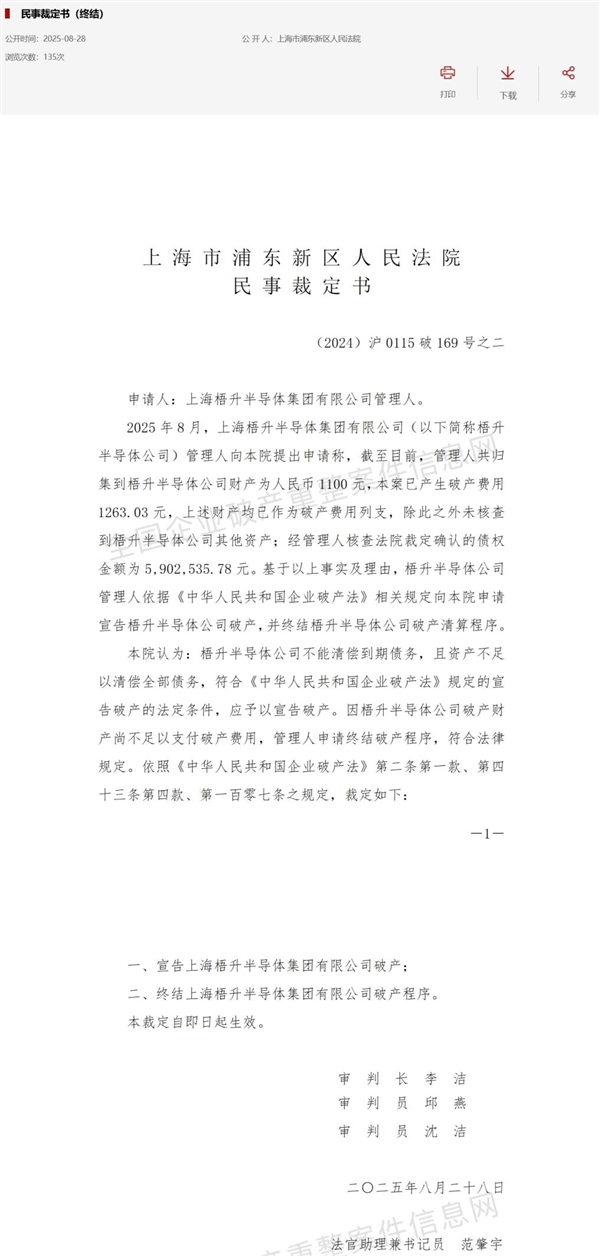 百億級項目流產：上海梧升半導體正式宣告破產！