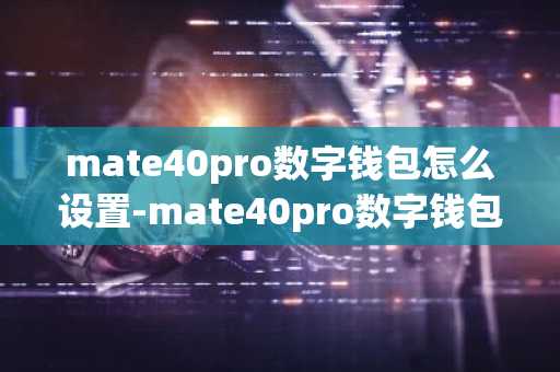 mate40pro數(shù)字錢(qián)包怎么設(shè)置-mate40pro數(shù)字錢(qián)包在哪